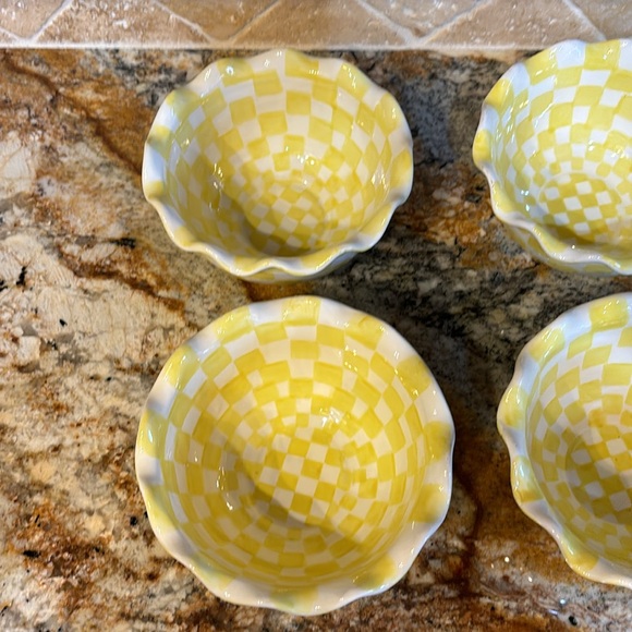 Hand Painted Yellow Checkered Bowls-Patti Cappell Design for Two’s Company - Picture 4 of 14